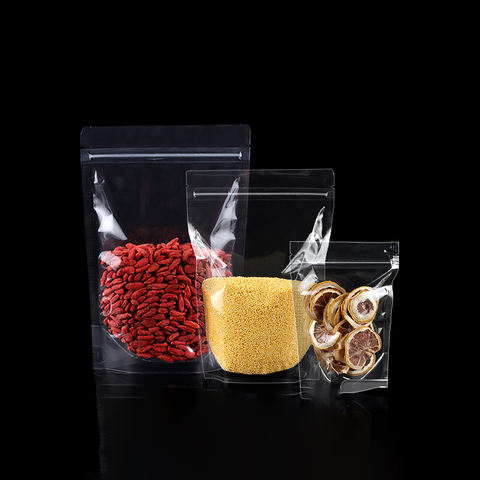 Factory Direct Clear Stand up Plastic Food Bags Reusable Sealing Food Pouches Snack Packaging Bag for Food