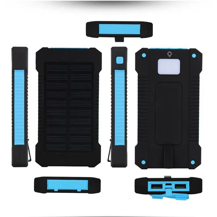 Banco De Energia Solar Carregador Solar Impermeável 2 Portas USB Powerbank Ultra Slim Li-polímero Bateria Micro USB Duplo Usb Ce Para Telefone