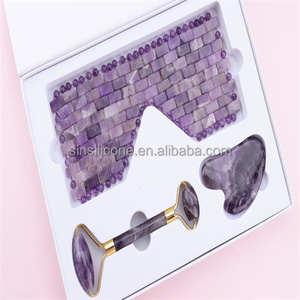 Best Price Hanhe Handheld Quartz Roller Guasha for Beauty Facial Massage Tool with Box Rose Quartz Gua Sha and Jade Roller Set