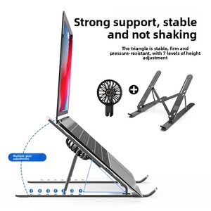 Supporto per <span class=keywords><strong>Laptop</strong></span> con Ventola di Raffreddamento, Base Stabile, Altezza Regolabile, Pieghevole, in Alluminio, Portatile, Supporto in Metallo da 18 Pollici - Product Image 4