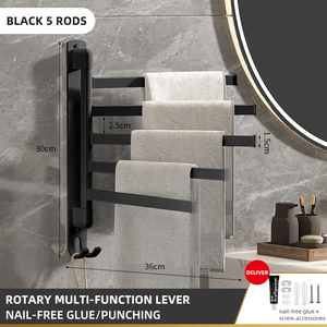 Sanga New Multipurpose Stainless Steel Wall Mounted Accessories Adhesive Rotating <b>Shelf</b> Bathroom Towel Rack Rotatable - Product Image 6