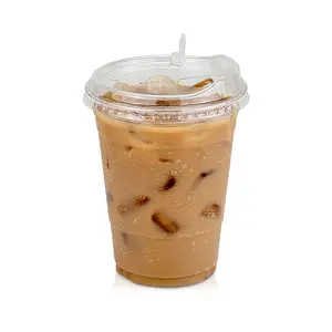 Penjualan laris cangkir plastik bening dengan tutup sip tanpa straw12 oz 16oz 20oz cangkir minuman pesta soda kopi untuk cangkir