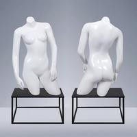 Maniquí de Exhibición para Tienda de Ropa Interior, Blanco Brillante, Femenino, Medio Cuerpo, para Sujetador, Bragas y Traje de Baño