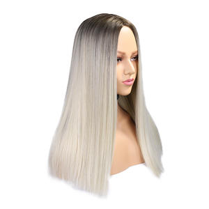 Peluca de pelo sintético recto de longitud media europea americana de 18 pulgadas, gran oferta transparente para <span class=keywords><strong>Amazon</strong></span> Light Blonde Gradient Limited - Product Image 5