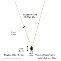 Collier avec pendentif en cristal coloré en forme de goutte d'eau, plaqué or 18 carats, en acier inoxydable