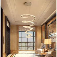 Luxe Artistique Créatif Personnalité Rotatif Anneau Cristal Lustre Duplex Villa Escalier Lampe Lumière Élégant Long Hall Lustre