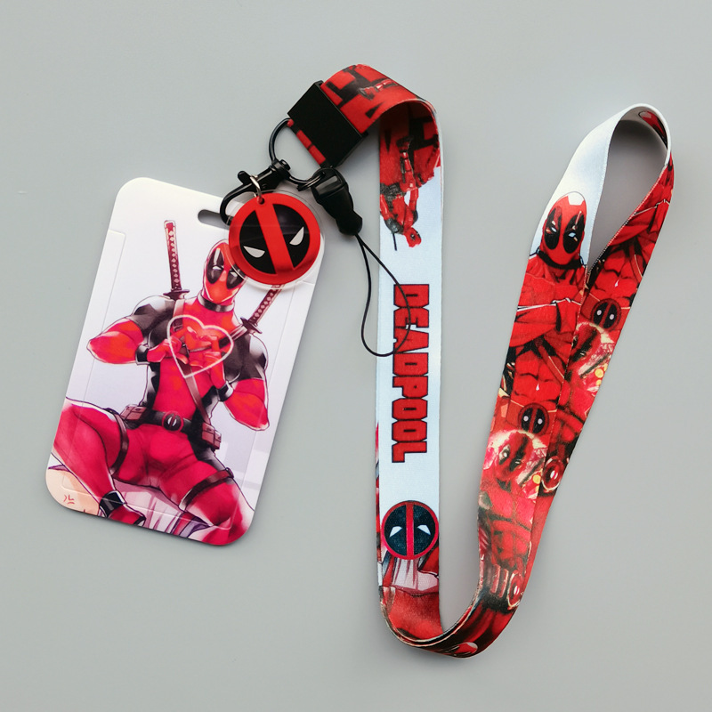 Accessories Anime Lovely Cartoon Dead Pool Card Holder Marvel Design Custom Plastic Card Case Anti-Lost Lanyards ID Card Cover Image 5