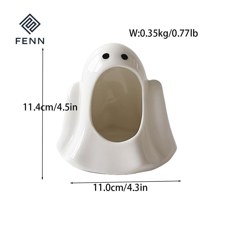 Bougeoir en céramique fantôme blanc