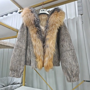 OFTBUY 2026 Abrigo de Plumón de Lana de Lujo para Mujer, Cuello de Piel de Zorro Auténtica, Chaqueta Corta Acolchada con 90% Plumón de Ganso, Venta al por Mayor, MOQ Bajo, Personalizable - Product Image 1