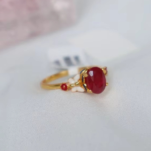 Compromiso de compromiso Rose Garnet Ring Vintage Timeless Anillos apilables para mujer Plata esterlina - Product Image 1