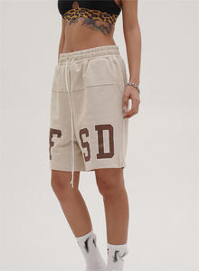 Shorts Deportivos de Cintura Alta Bordados, Transpirables, de Felpa Francesa 100% Algodón, Reflectantes, de Lujo, al por Mayor - Product Image 4