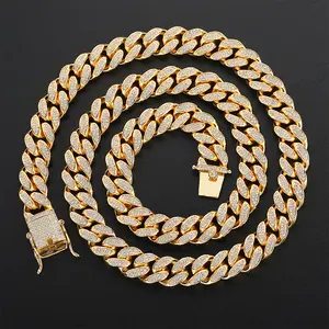 2022 модный бриллиантовый тестер 18K с покрытием из белого золота хип-хоп массивная кубинская цепь Майами ожерелье украшение для мужчин