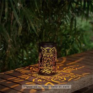 Wrought Iron Hollow Hanging Owl <b>Solar</b> IP65 Waterproof DC LED <b>Garden</b> Lamp <b>Outdoor</b> Landscape Decoration - Product Image 4