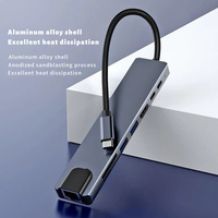 Hub USB C 8 en 1 Adaptateur multiport Type C vers USB3.0 4K 60Hz Charge rapide avec lecteur de carte pour MacBook et téléphone