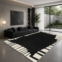 Tapis de salon noir de luxe neuf, premium, sans lavage, essuyable, pour canapé, table basse, chambre à coucher, résistant aux taches