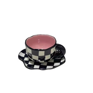 Tazza da tè in ceramica dipinta a mano stile nordico e piattino tazza da caffè personalizzata per tè al latte tazze e piattini - Product Image 4
