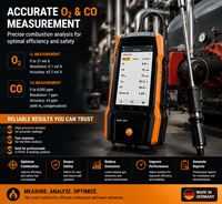 Analyseur de gaz de combustion Testo 300 NEXT LEVEL, capteur O2 CO, pour le test des systèmes de chauffage HVAC, noir
