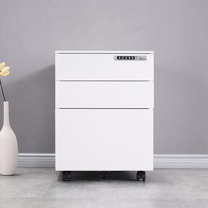 Minimalist White 3 <b>Drawer</b> Steel <b>Filing</b> Cabinet with Code Lock for Home Office - Product Image 1
