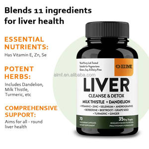 Suppléments végétariens à base de plantes de 70 capsules testés par des tiers, approvisionnement en 35 jours, nettoyage du foie, désintoxication, sans gluten, soja, produits laitiers, OEM, adultes - Product Image 3