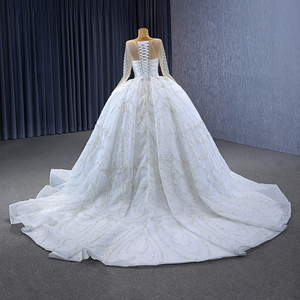 Moderno bianco a maniche lunghe elegante signora tutù gonna con decorazione in pizzo abito da <span class=keywords><strong>sposa</strong></span> damigella RSM231115 - Product Image 2