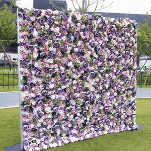 Venta de Fábrica: Panel Floral Enrollable Morado para Decoración de Bodas, Fondo de Pared de Flores de 8 pies x 8 pies, Decoración para Eventos - Product Image 5