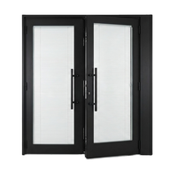Porte extérieure en aluminium à double vitrage trempé, isolée thermiquement, anti-corrosion, durable, pour maison de campagne