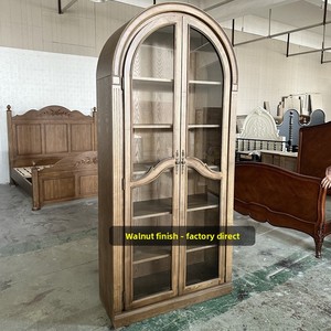 Librería de Madera Maciza de Estilo Rústico Americano, Vitrina Tallada Vintage, Mueble <span class=keywords><strong>Retro</strong></span> Francés para Sala de Estar - Product Image 3