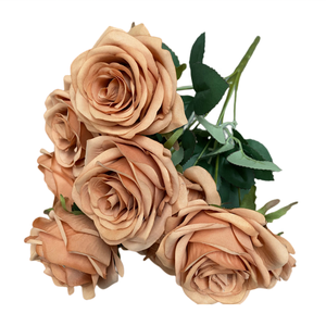 ดอกกุหลาบสีแดงเข้ม9หัว,ดอกกุหลาบประดิษฐ์สำหรับตกแต่งงานแต่งงาน - Product Image 1