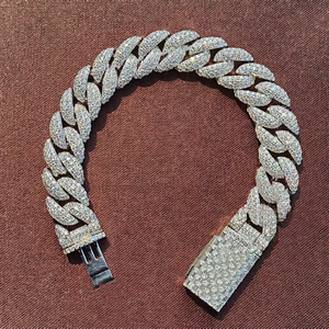 14MM Moissanite Cuban Link Bracelet Baguette and Round Miami Hip Hop Bracelet with 925 Silver Elegant <b>Bangles</b> <b>for</b> <b>Men</b> and Women - Product Image 1