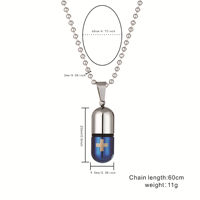 Personnalisé Hommes Femmes Dévissé Bijoux En Acier Inoxydable Pilule Bouteille De Parfum Capsule Croix Pendentif Laser Croix Collier