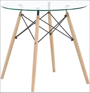现代北欧简约休闲设计简约餐厅钢化玻璃桌椅
