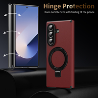 Casing HP Kulit Pelindung Engsel Lensa dengan Kickstand dan Pengisian Daya Nirkabel Magnetik untuk Samsung Z Fold 8 Ultra 7 6 5 4 3 (Barang Baru)