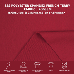 Tissu en maille French Terry 32S polyester élasthanne, largeur 170 cm, 260 g/m², extensible, pour sweats à capuche, sweat-shirts et tenues décontractées - Product Image 2