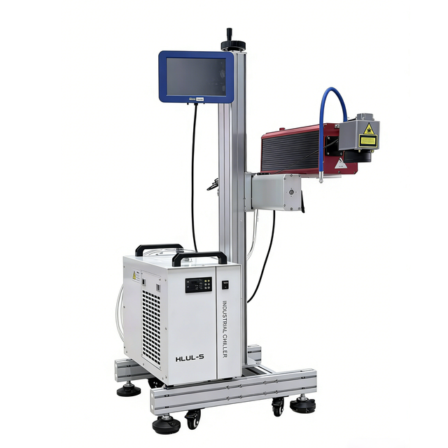Online Flying Laser Coding Machine CE FDA Certified No Ink No Solvent Permanent Marking for Plastic Glass Metal Paper Carton