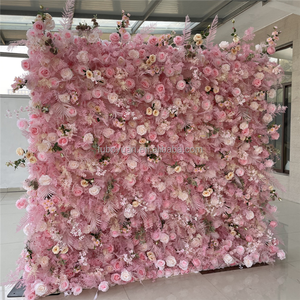 E 8ft x 8ft đám cưới trở lại thả trang trí nội thất màu hồng hoa tường bảng điều khiển 3D cuộn lên nhân tạo lụa tăng Hoa Tường <span class=keywords><strong>Backdrop</strong></span> cho sự kiện bên - Product Image 3