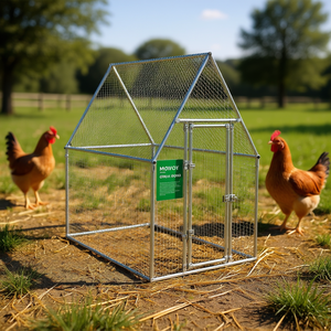 Cage à poules 78,7x39,4x74,8 pouces en acier galvanisé argenté, durable pour l'extérieur, pour l'élevage des poules - Product Image 2