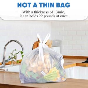 Bolsas de Compras Grandes Blancas Desechables Termoselladas Tipo Camiseta para Comercios, Supermercados y Comida para Llevar, Hechas de Polietileno de Alta Densidad (HDPE) - Product Image 3