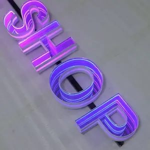 Новый дизайн, индивидуальный логотип, RGB Led 3D Волшебная бесконечность, многослойное зеркало, неоновая вывеска, 3d бесконечное зеркало, надпись, украшение стены