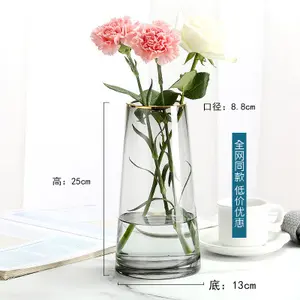 Crystal Grey Modern Glass Vase Irised Crystal Clear Glass Vase for Home Office Decor