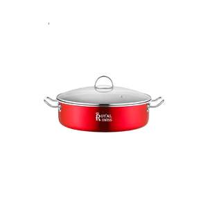 Luxury 32 cm 40 cm pentola profonda in alluminio rosso con coperchio in vetro stufa a induzione amichevole per padelle - Product Image 1