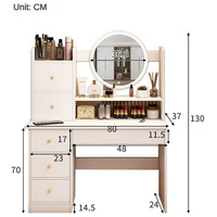 Meuble de chambre à coucher de style moderne européen, table de maquillage avec miroir LED pleine longueur et tiroirs
