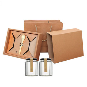 Hộp đựng mật ong, kem, bơ bằng thủy tinh cấp thực phẩm, trống, kèm bộ thìa, hộp quà cứng bằng giấy kraft tùy chỉnh - Product Image 3