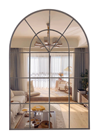 Wholesale Large Black Metal Framed Big Full Length Body Decor Dress Hanging Window Pane Arch Wall Mirror Miroir Espejo Spiegel