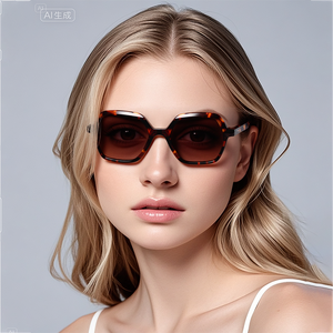 Custom Logo Oversized Square Full Rim Sunglasses Solid Black Frame Resin Lens Anti-Uv Protection Unisex Adult - Product Image 6