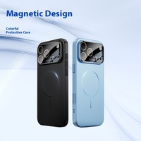 Étui givré en feutre de peau de film d'objectif magnétique à grande fenêtre pour Apple pour iPhone 16 17 Pro Max poignée de téléphone portable de luxe