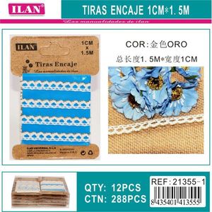 Nastri in pizzo ILAN 1 cm x 1,5 m colore oro per artigianato e decorazioni - Product Image 3