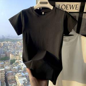 Camiseta elegante de algodón adelgazante de manga corta para mujer, estilo coreano, capa base de ajuste Regular, ropa de verano a la moda - Product Image 2