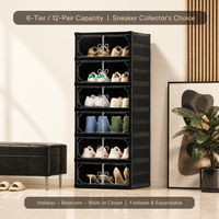 Klappbarer Schuhschrank mit Magnetischer Doppeltür, Installationsfreie Integrierte Aufbewahrungsbox, Schuhregal-Organizer für Kleiderschrank und Eingangsbereich