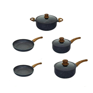 Modern Pots&<b>Pans</b> Bakelite <b>Handles</b> Glass Lids Dishwasher Oven Safe 8-Piece Ceramic Non-Stick Cookware Set for Gas Induction - Product Image 6
