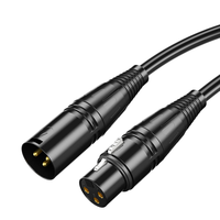 Câble audio XLR noir 3 broches pour lecteur DVD, conducteur plaqué or, gaine en PVC, connecteurs mâle-femelle, longueur 1M 100M
